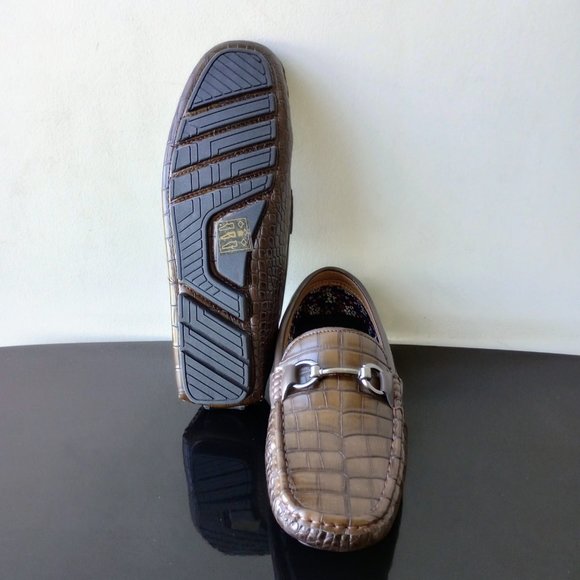 Madden Men\'s Dravin Driver Loafer in Awesome Embossed Croc Scale Brown main image 9